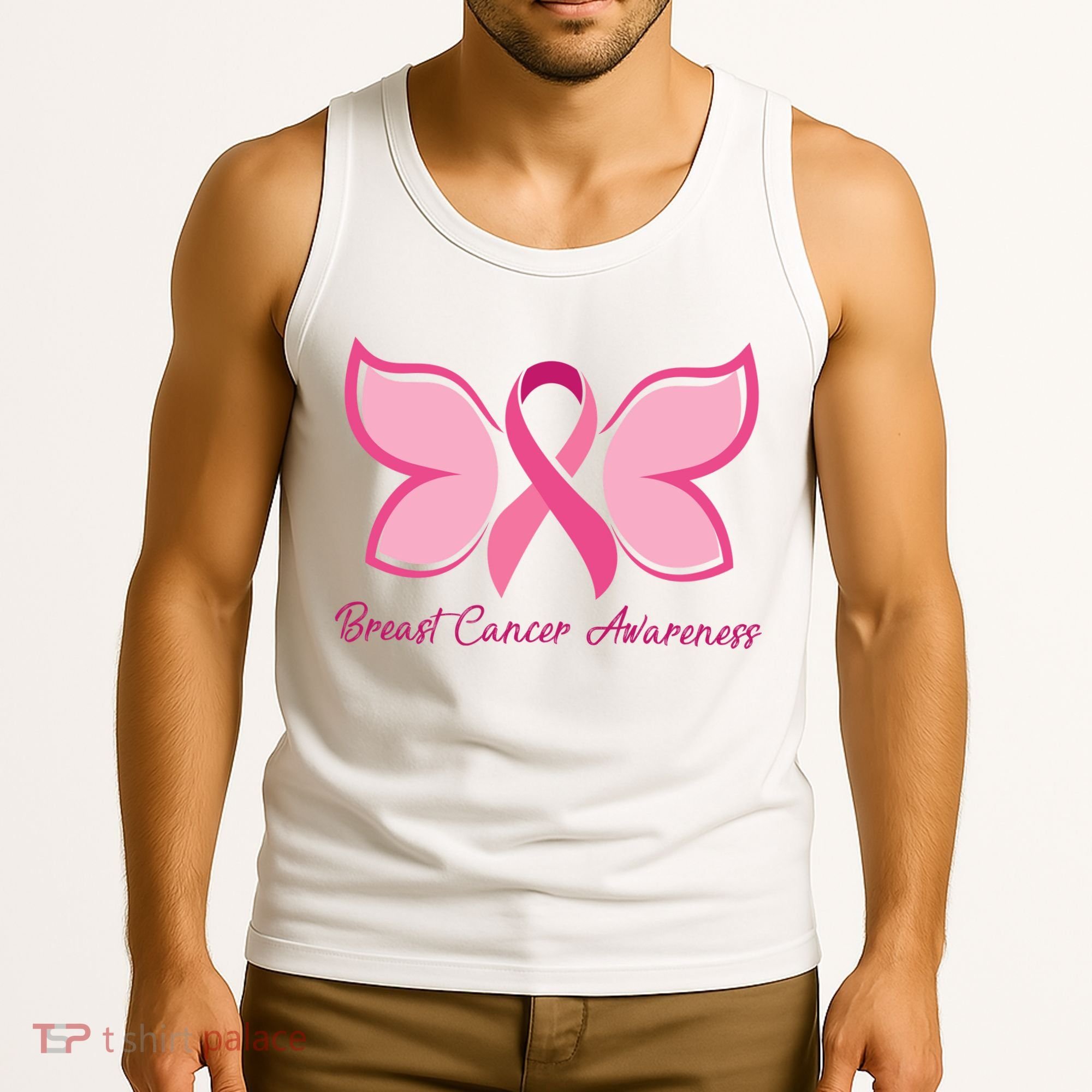 Breast Cancer Awareness Butterfly Pink Ribbon Tank Top