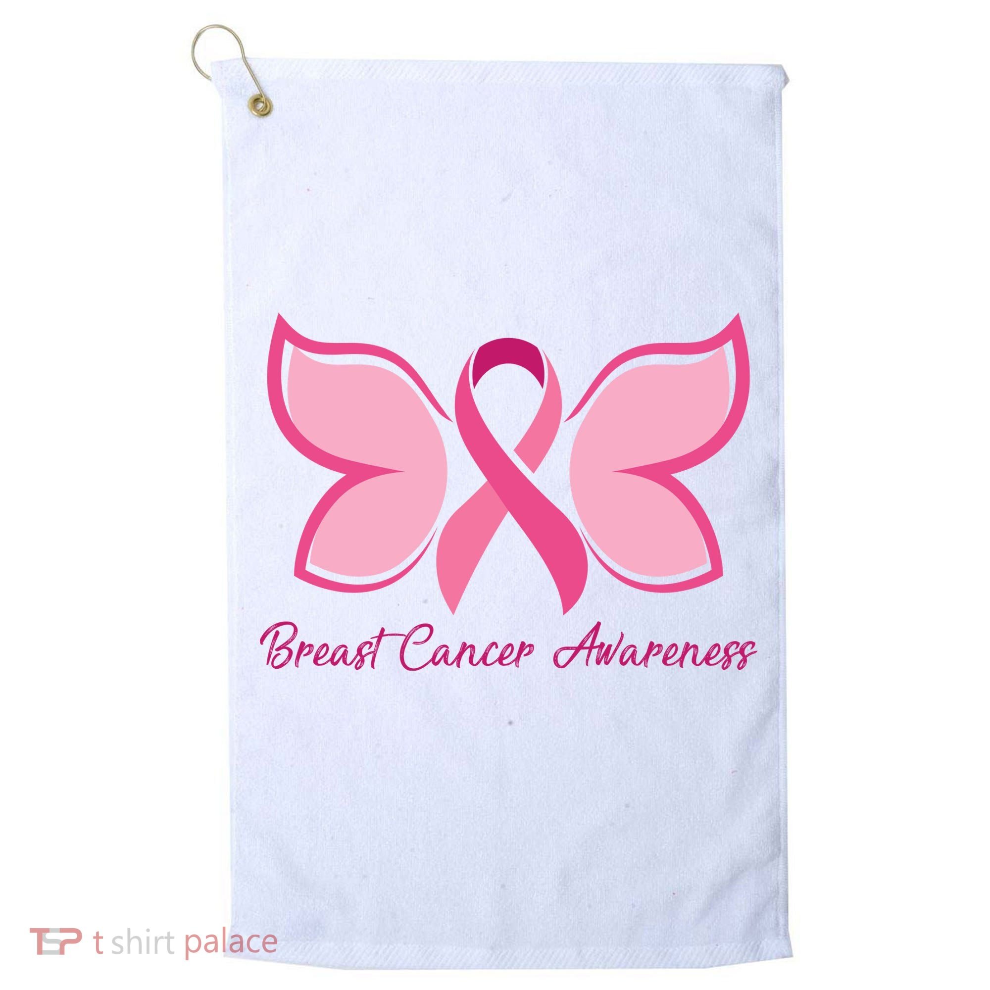 Breast Cancer Awareness Butterfly Pink Ribbon Golf Towel