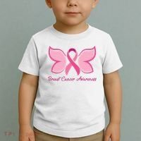 Breast Cancer Awareness Butterfly Pink Ribbon Toddler T-Shirt thumb 2