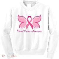 Breast Cancer Awareness Butterfly Pink Ribbon Kids Sweatshirt thumb 0