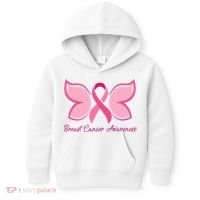 Breast Cancer Awareness Butterfly Pink Ribbon Kids Hoodie thumb 0