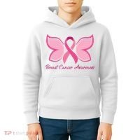 Breast Cancer Awareness Butterfly Pink Ribbon Kids Hoodie thumb 4