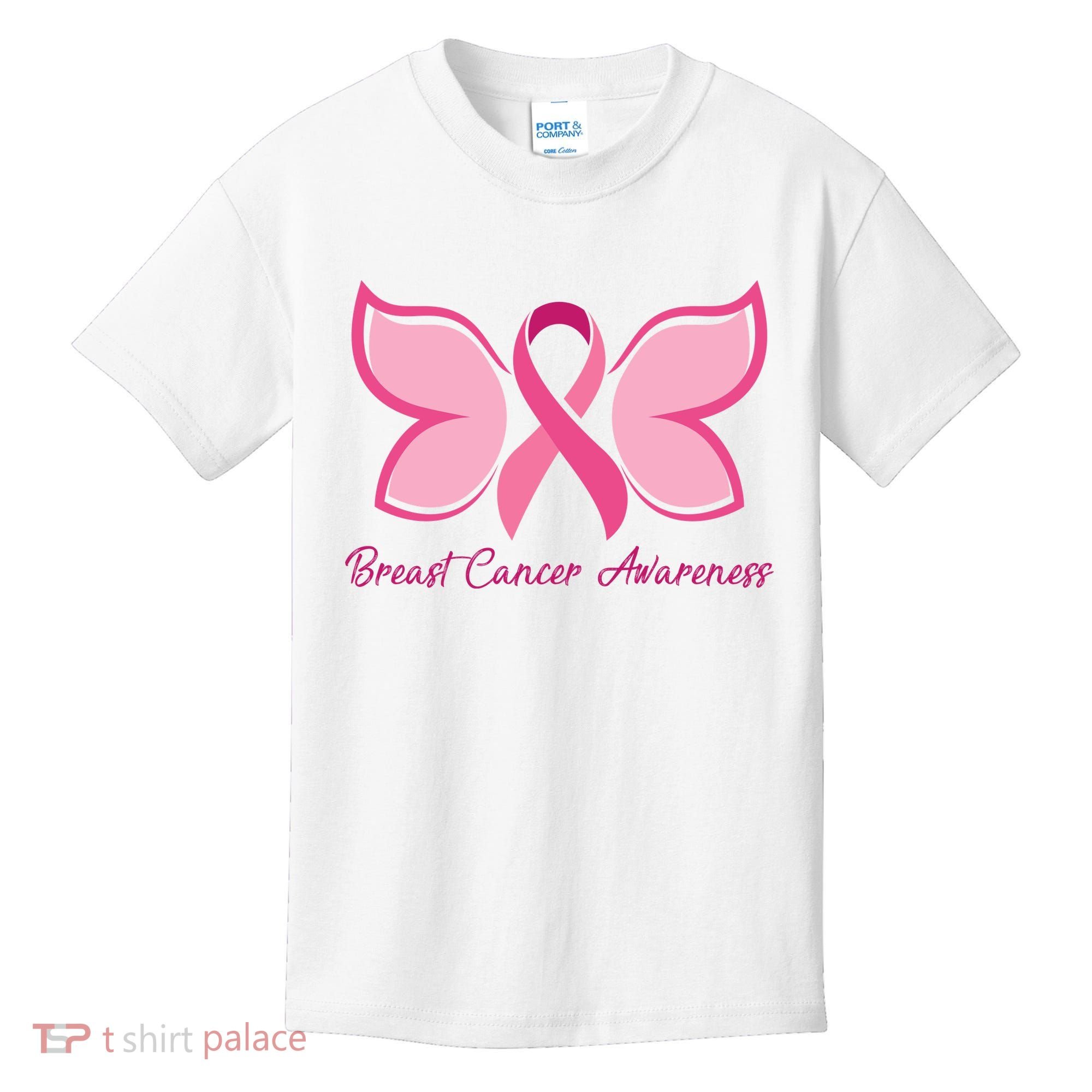 Breast Cancer Awareness Butterfly Pink Ribbon Kids T-Shirt