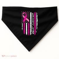Breast Cancer Awareness USA Distressed Flag USA-Made Doggie Bandana thumb 0