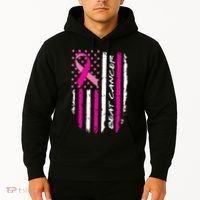 Breast Cancer Awareness USA Distressed Flag Hoodie thumb 2