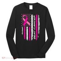 Breast Cancer Awareness USA Distressed Flag Long Sleeve Shirt thumb 0