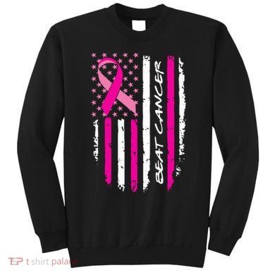 Breast Cancer Awareness USA Distressed Flag Sweatshirt