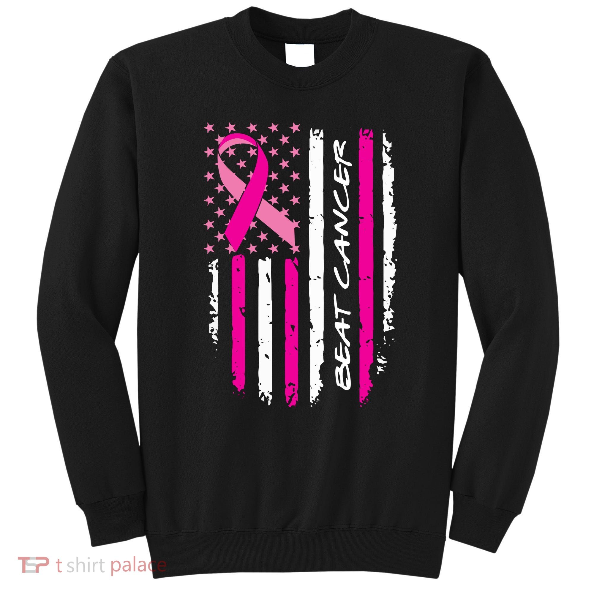 Breast Cancer Awareness USA Distressed Flag Sweatshirt