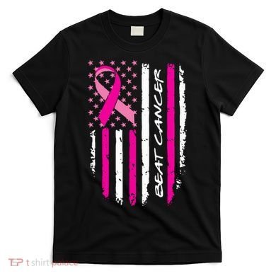 Breast Cancer Awareness USA Distressed Flag T-Shirt
