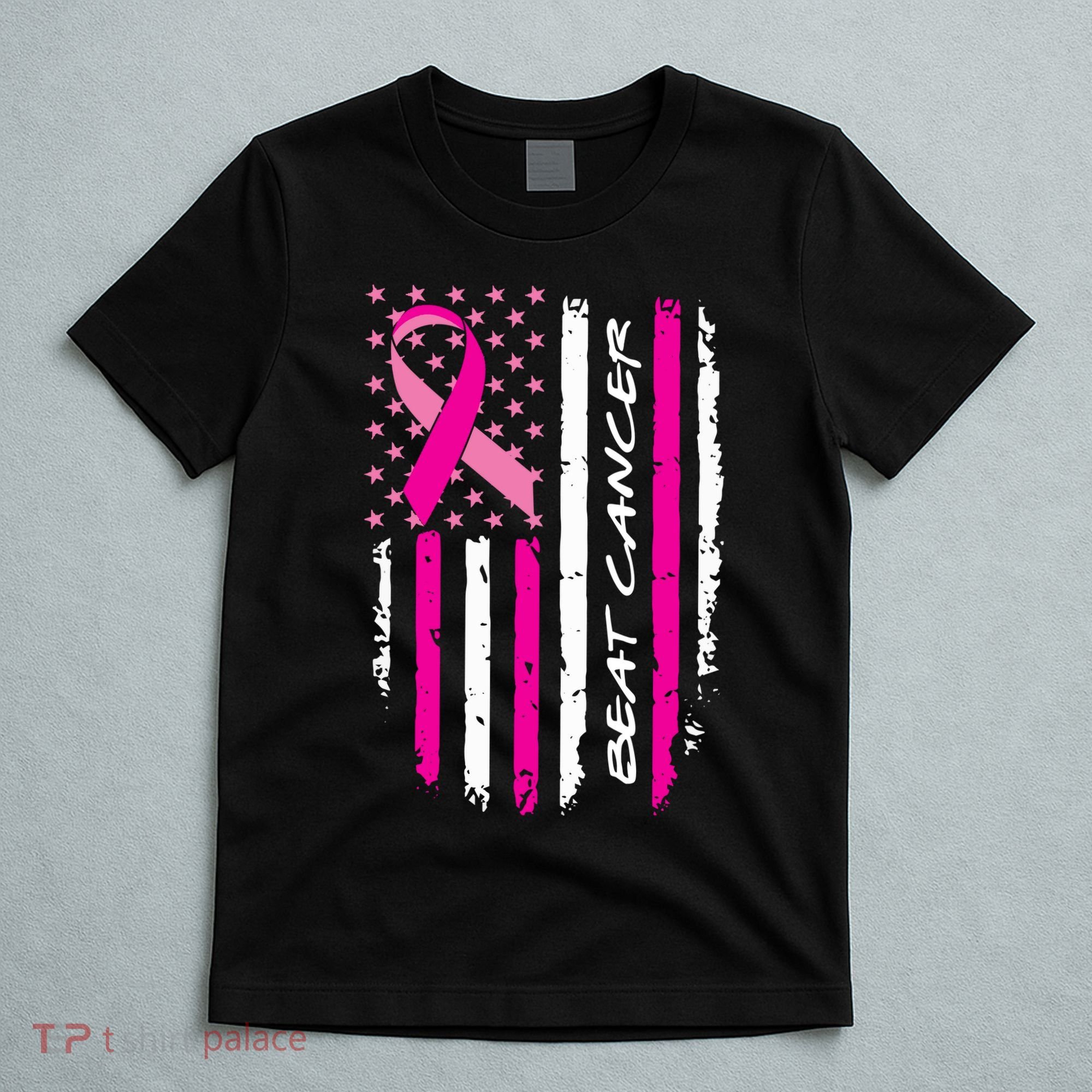 Breast Cancer Awareness USA Distressed Flag T-Shirt