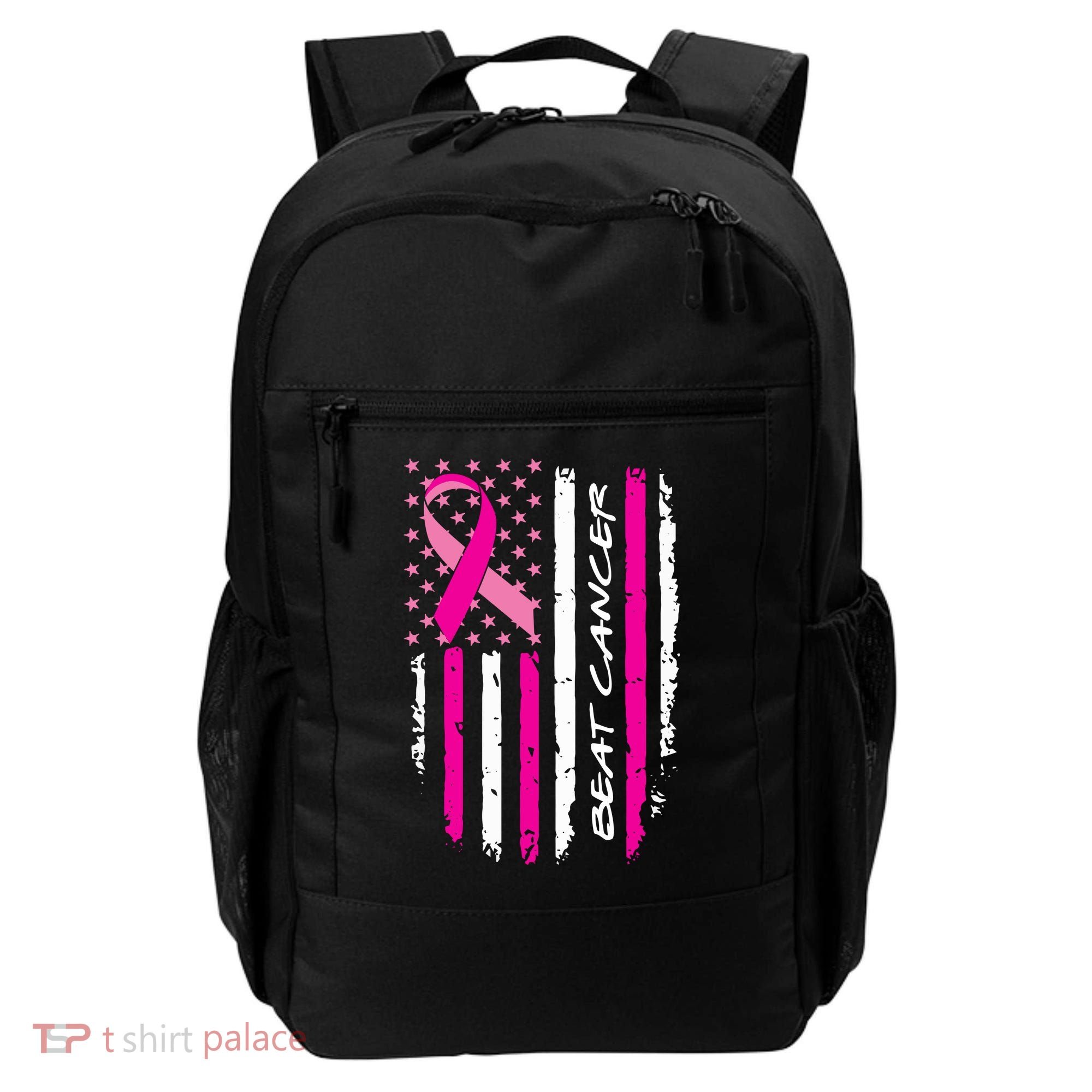 Breast Cancer Awareness USA Distressed Flag Backpack