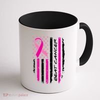 Breast Cancer Awareness USA Distressed Flag Coffee Mug thumb 1