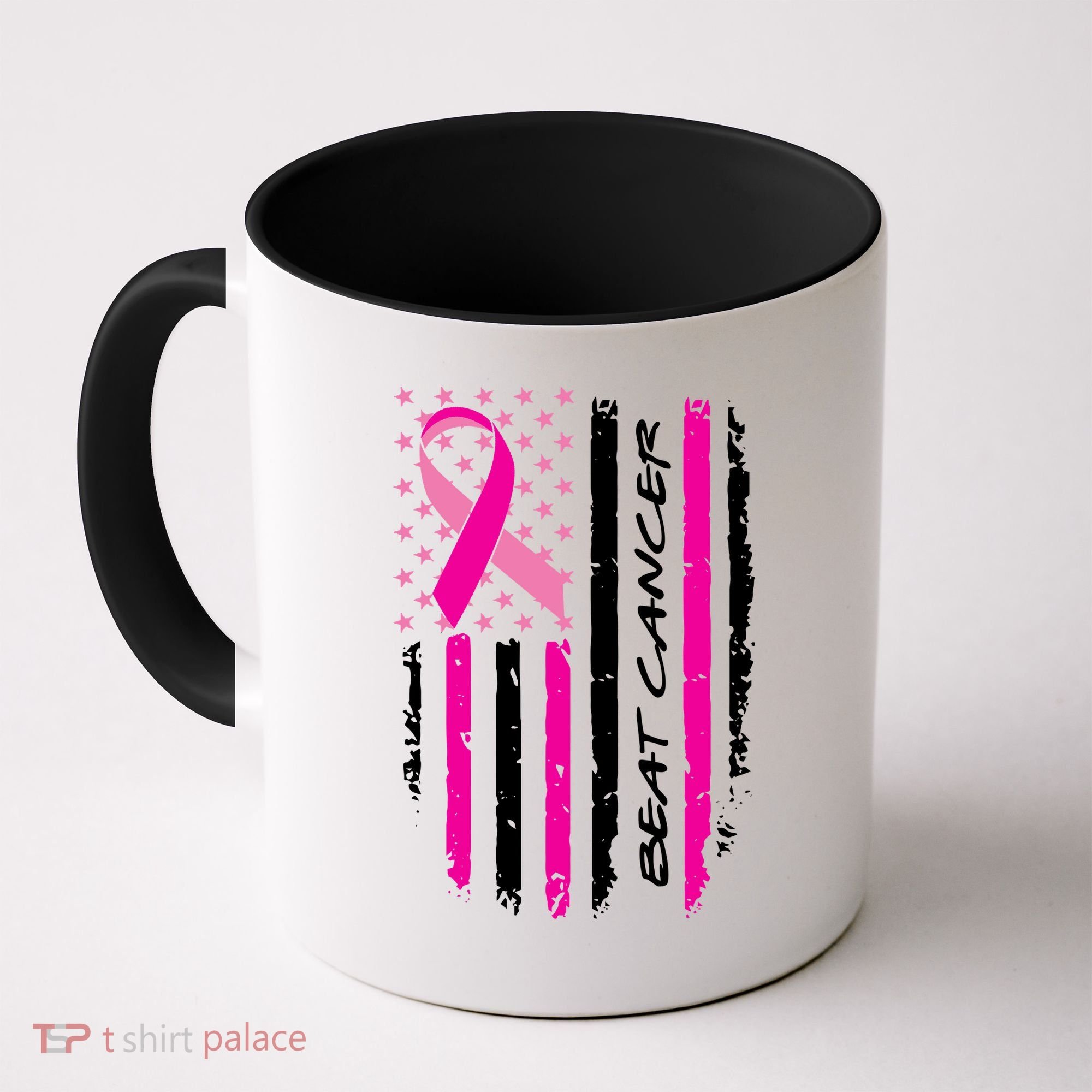 Breast Cancer Awareness USA Distressed Flag Coffee Mug