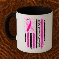 Breast Cancer Awareness USA Distressed Flag Coffee Mug thumb 2