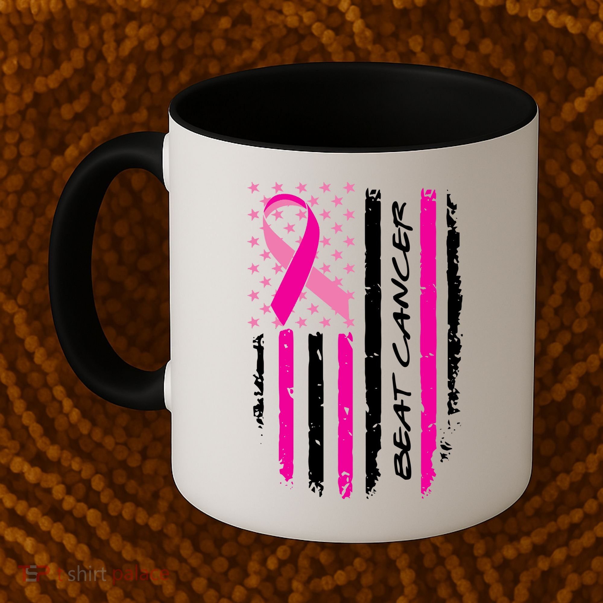Breast Cancer Awareness USA Distressed Flag Coffee Mug