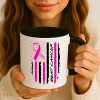 Breast Cancer Awareness USA Distressed Flag Coffee Mug thumb 3