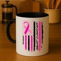 Breast Cancer Awareness USA Distressed Flag Coffee Mug thumb 4