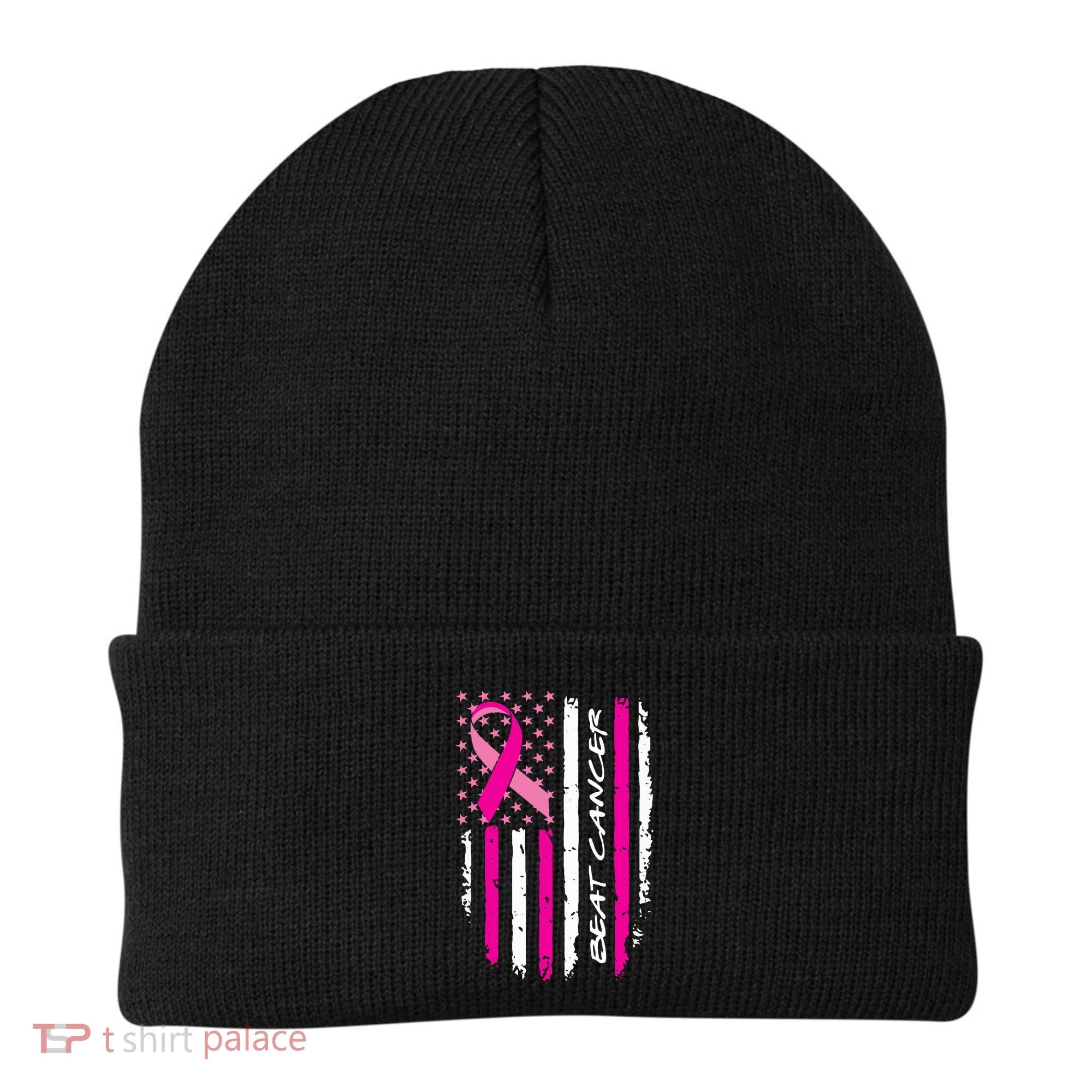 Breast Cancer Awareness USA Distressed Flag Beanie