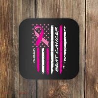 Breast Cancer Awareness USA Distressed Flag Coaster thumb 0