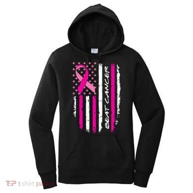 Breast Cancer Awareness USA Distressed Flag Women's Hoodie