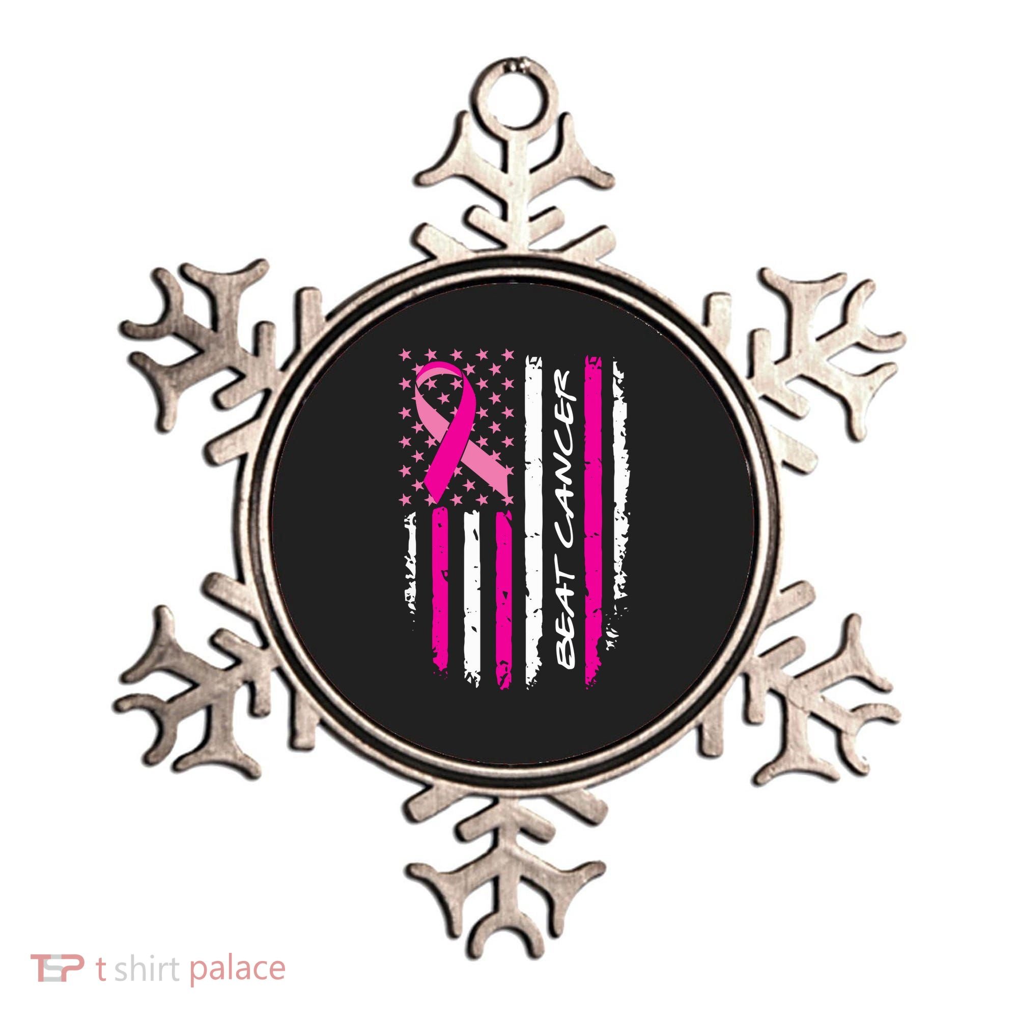 Breast Cancer Awareness USA Distressed Flag Ornament
