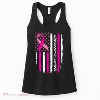 Breast Cancer Awareness USA Distressed Flag Women's Tank Top thumb 0