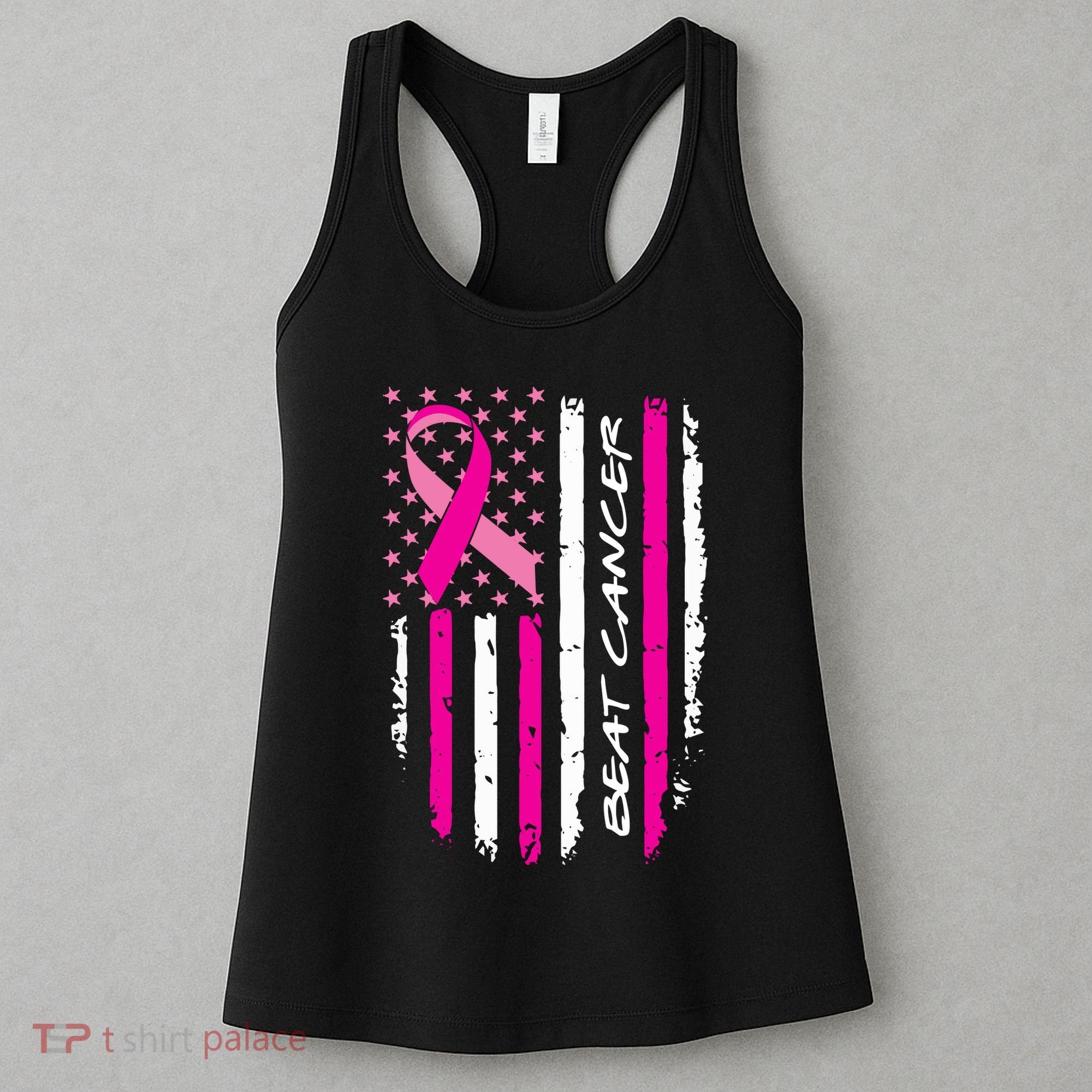Breast Cancer Awareness USA Distressed Flag Women's Tank Top
