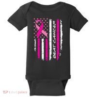 Breast Cancer Awareness USA Distressed Flag Baby Bodysuit thumb 0
