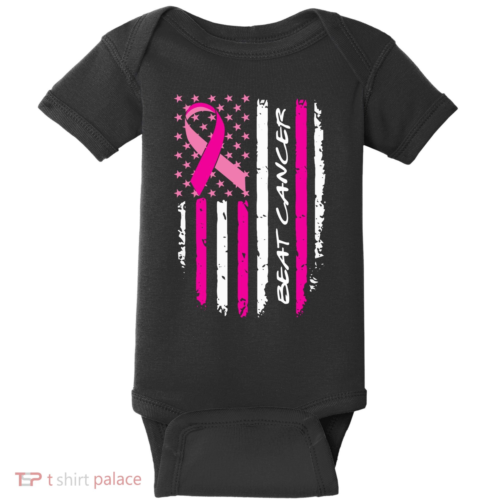 Breast Cancer Awareness USA Distressed Flag Baby Bodysuit