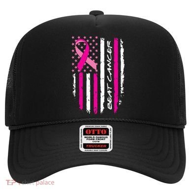 Breast Cancer Awareness USA Distressed Flag Hat