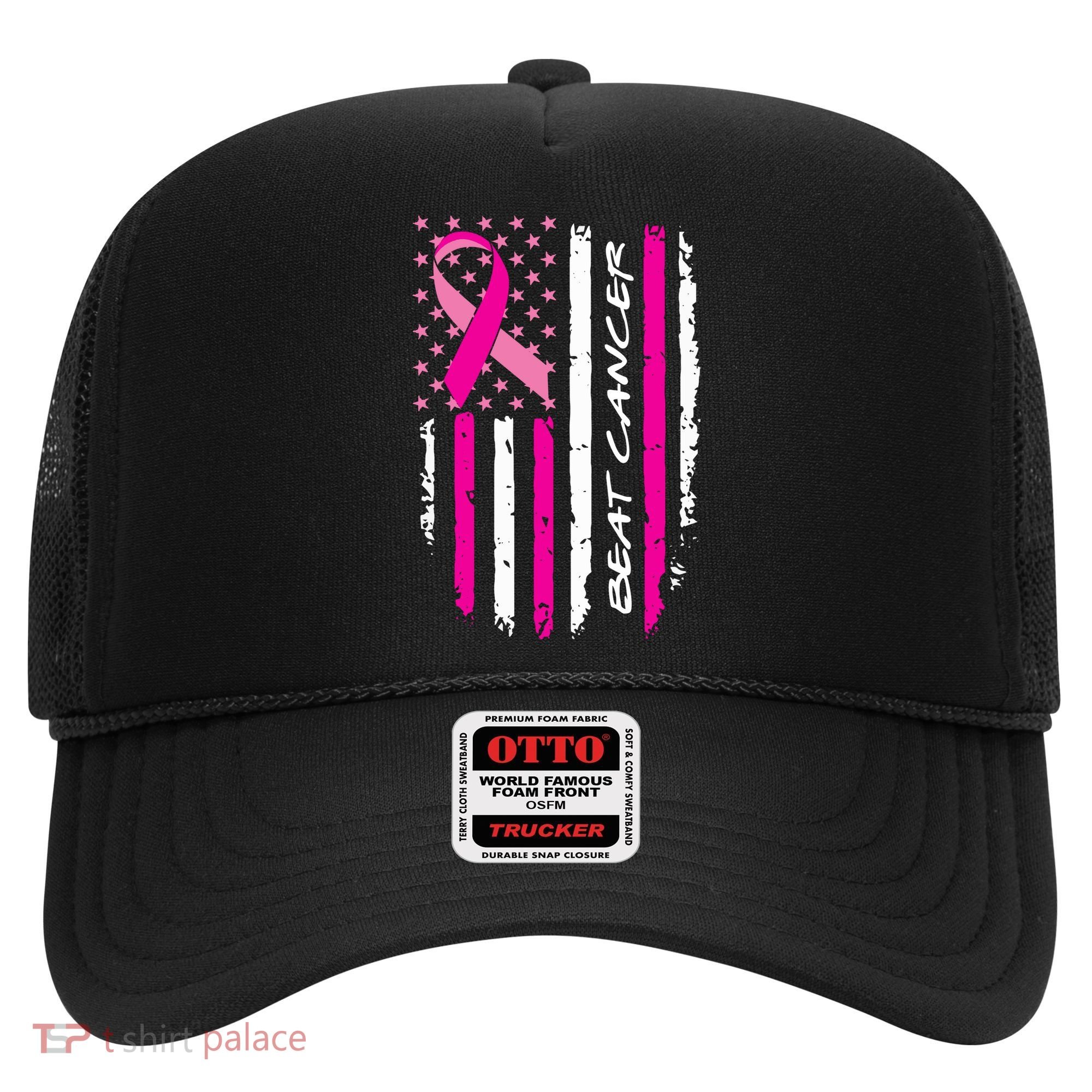 Breast Cancer Awareness USA Distressed Flag Hat