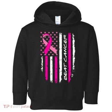 Breast Cancer Awareness USA Distressed Flag Toddler Hoodie