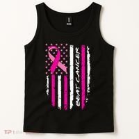 Breast Cancer Awareness USA Distressed Flag Tank Top thumb 2