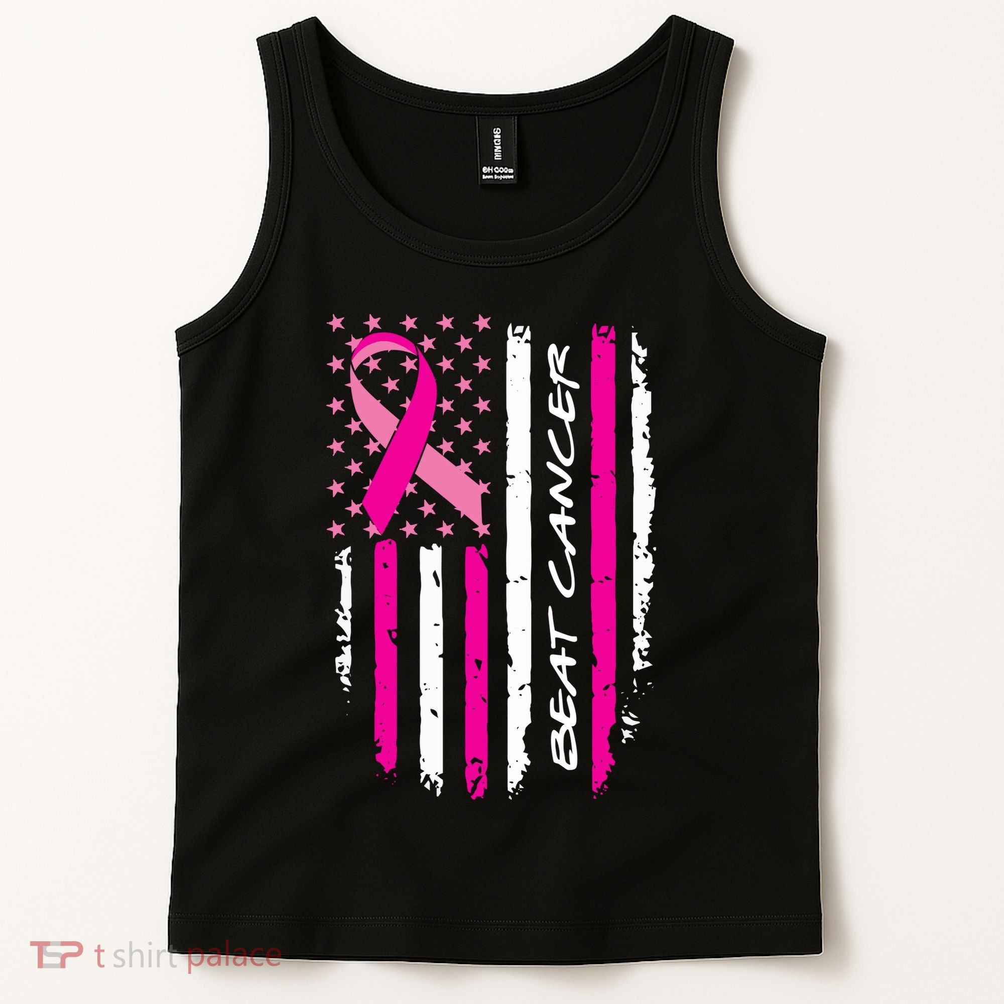 Breast Cancer Awareness USA Distressed Flag Tank Top