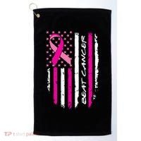 Breast Cancer Awareness USA Distressed Flag Golf Towel thumb 0