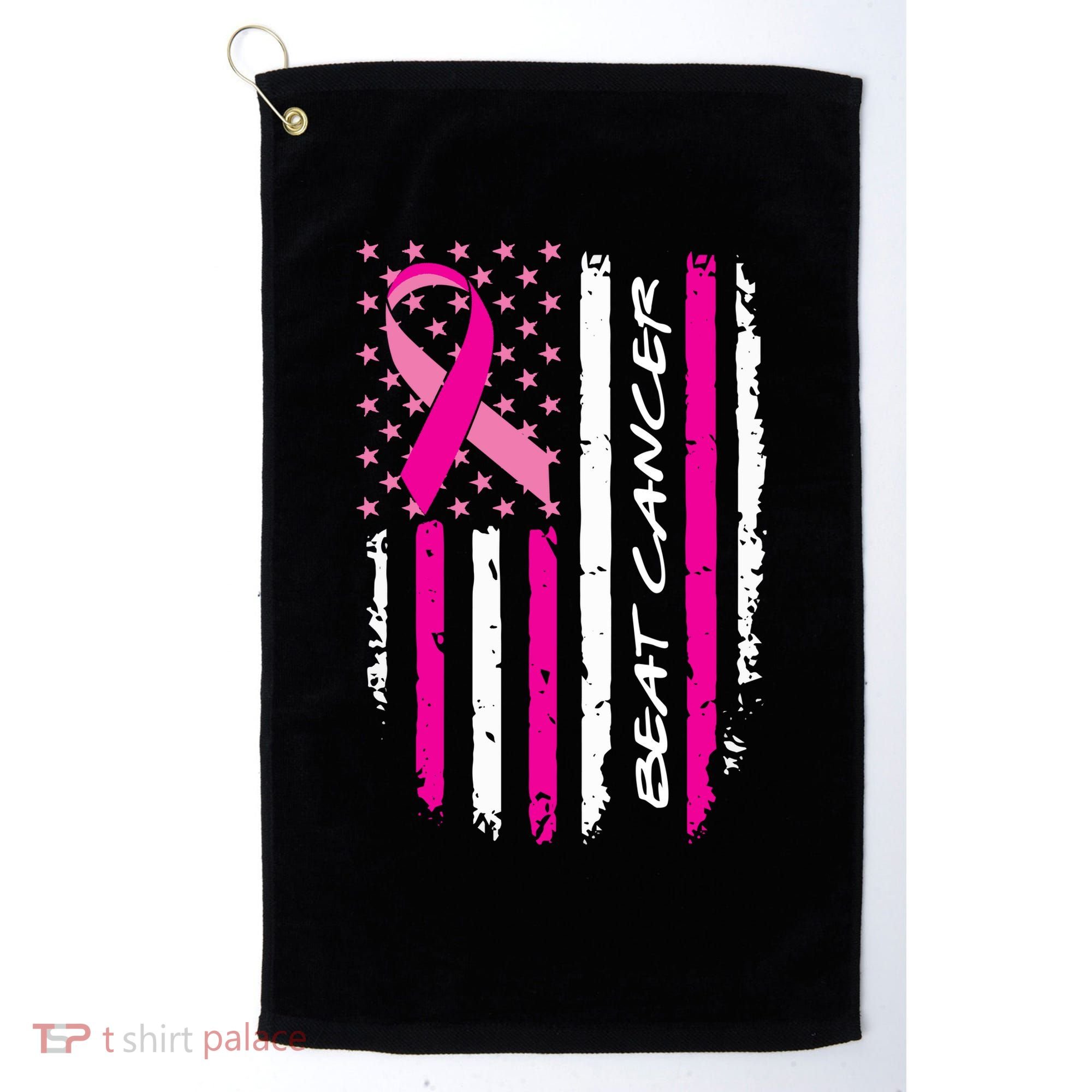 Breast Cancer Awareness USA Distressed Flag Golf Towel