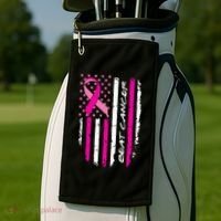 Breast Cancer Awareness USA Distressed Flag Golf Towel thumb 2