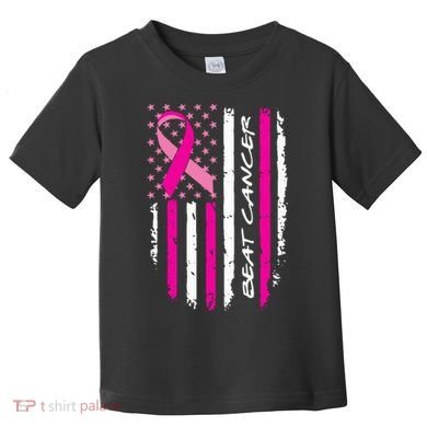 Breast Cancer Awareness USA Distressed Flag Toddler T-Shirt