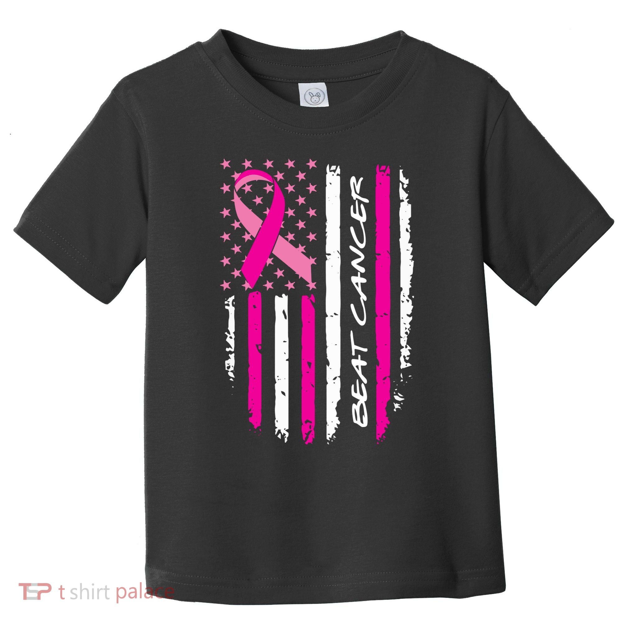 Breast Cancer Awareness USA Distressed Flag Toddler T-Shirt