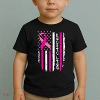 Breast Cancer Awareness USA Distressed Flag Toddler T-Shirt thumb 2