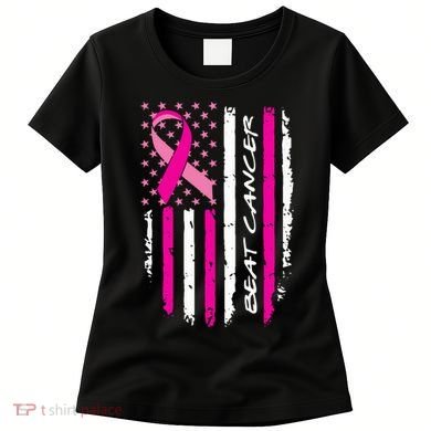 Breast Cancer Awareness USA Distressed Flag Women's T-Shirt