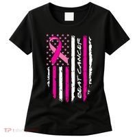 Breast Cancer Awareness USA Distressed Flag Women's T-Shirt thumb 0