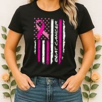 Breast Cancer Awareness USA Distressed Flag Women's T-Shirt thumb 2