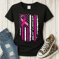 Breast Cancer Awareness USA Distressed Flag Women's T-Shirt thumb 3