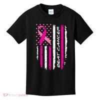 Breast Cancer Awareness USA Distressed Flag Kids T-Shirt thumb 0