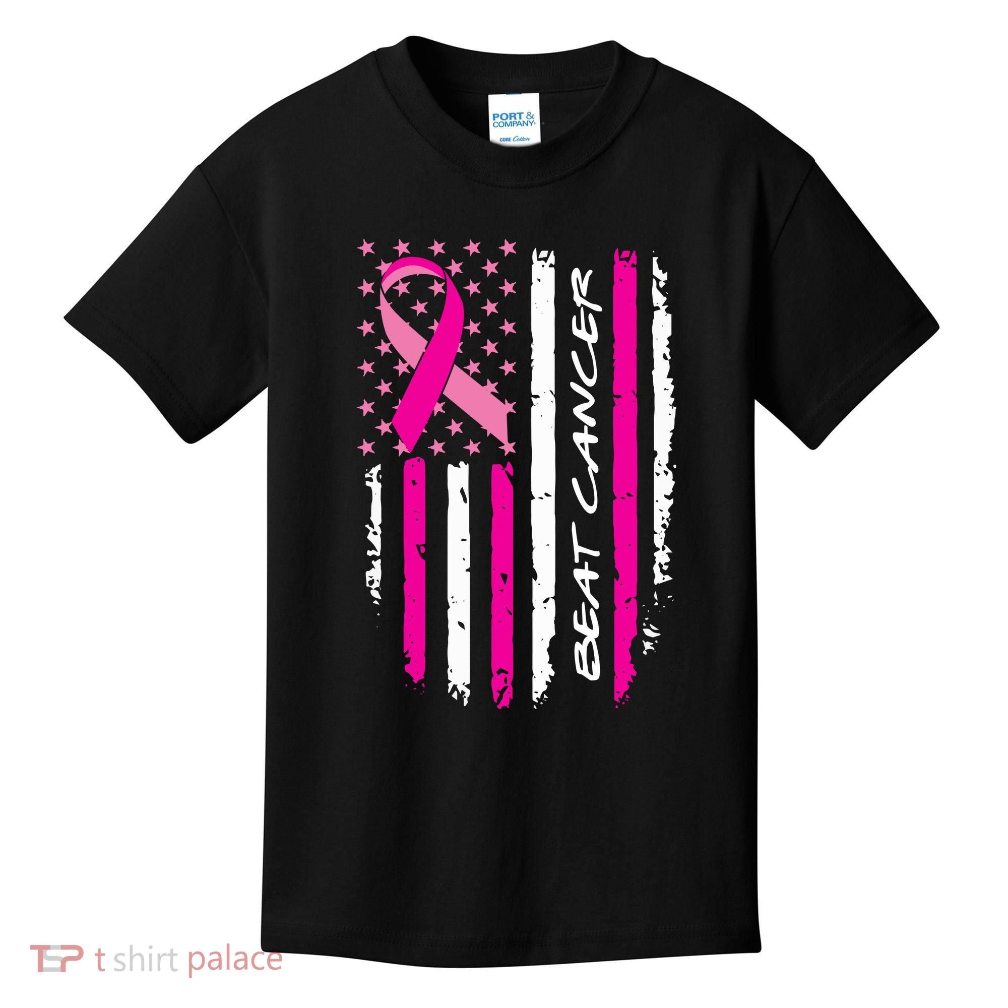 Breast Cancer Awareness USA Distressed Flag Kids T-Shirt