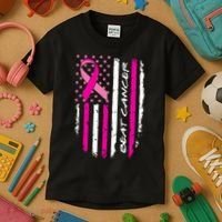 Breast Cancer Awareness USA Distressed Flag Kids T-Shirt thumb 3