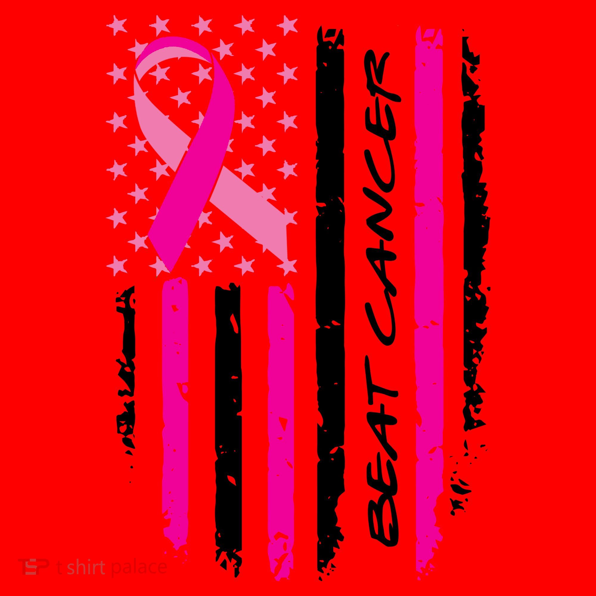 Breast Cancer Awareness USA Distressed Flag Santa Hat