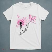 Breast Cancer Awareness Just Breathe Dandelion Pink Ribbon Butterfly T-Shirt thumb 5