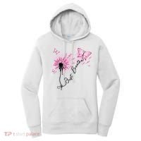 Breast Cancer Awareness Just Breathe Dandelion Pink Ribbon Butterfly Women's Hoodie thumb 0